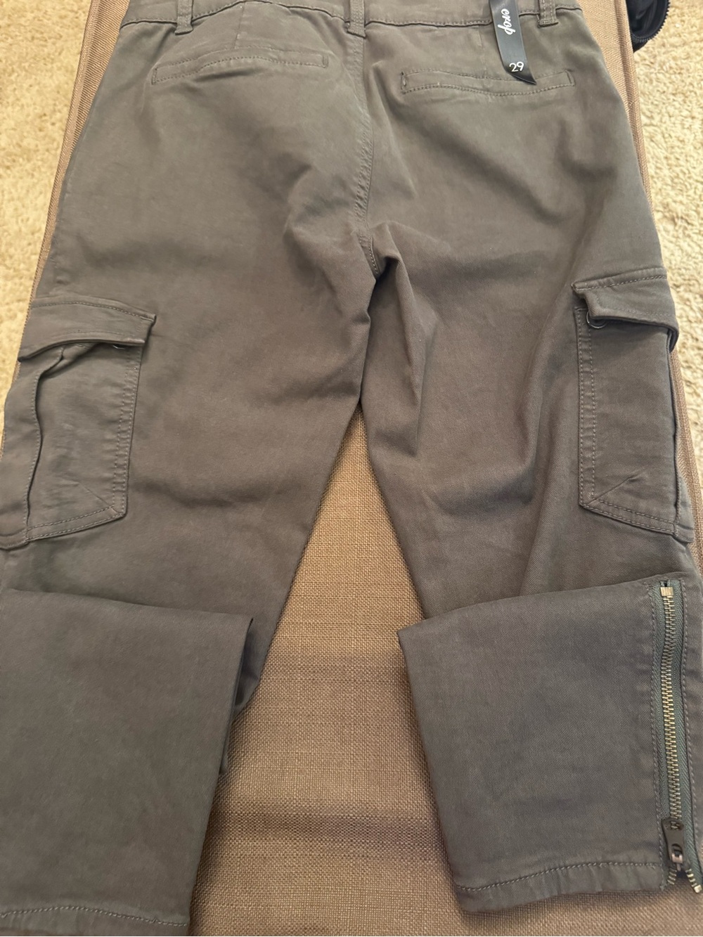 bebe Women's Straight Leg Cargo Jeans in Charcoal